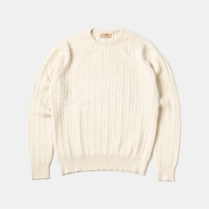 Cable-Knit Crewneck Pullover Ecru